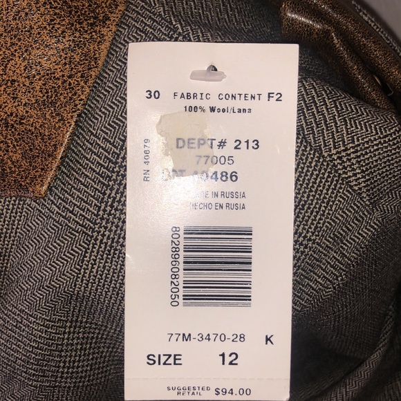 NWT Harvé Bernard Sport Tweed Blazer Leather Trim - Picture 6 of 10